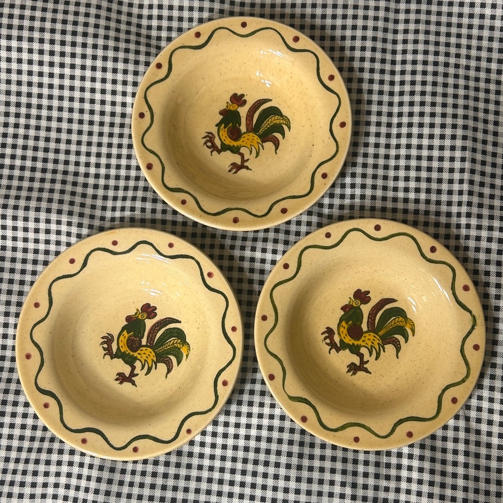 Poppytrail Rooster Fruit Dessert Bowls California Provincial- Set of 3